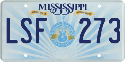 MS license plate LSF273
