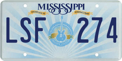 MS license plate LSF274