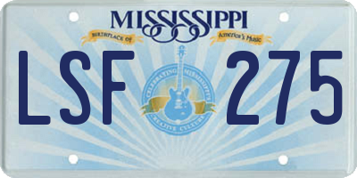 MS license plate LSF275