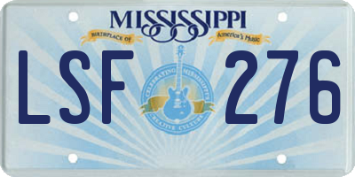 MS license plate LSF276