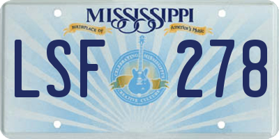MS license plate LSF278