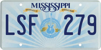 MS license plate LSF279