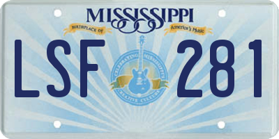 MS license plate LSF281
