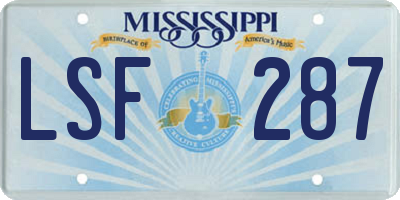 MS license plate LSF287
