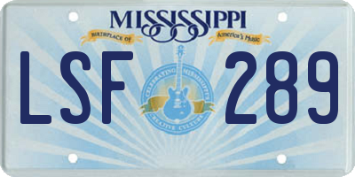 MS license plate LSF289