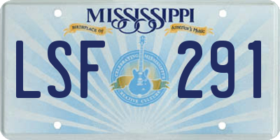 MS license plate LSF291