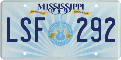 MS license plate LSF292