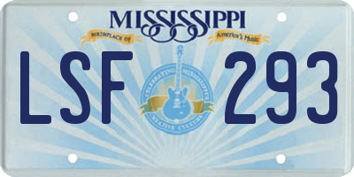 MS license plate LSF293
