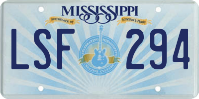 MS license plate LSF294