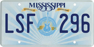 MS license plate LSF296