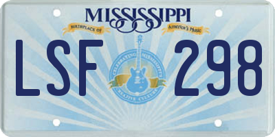 MS license plate LSF298