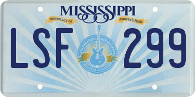 MS license plate LSF299