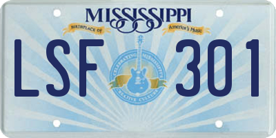 MS license plate LSF301