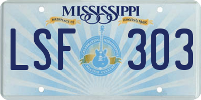 MS license plate LSF303