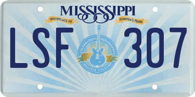 MS license plate LSF307
