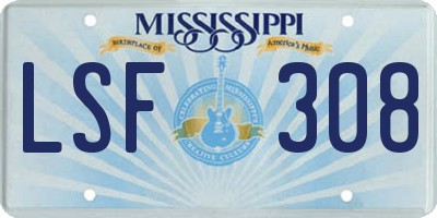 MS license plate LSF308