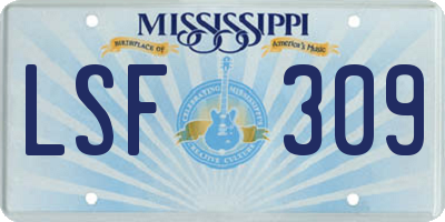 MS license plate LSF309
