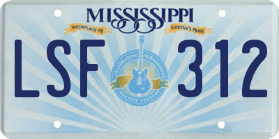 MS license plate LSF312