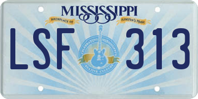MS license plate LSF313