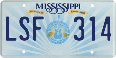 MS license plate LSF314