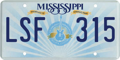 MS license plate LSF315