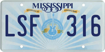 MS license plate LSF316