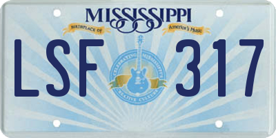MS license plate LSF317