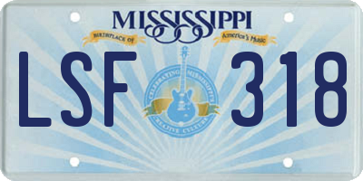 MS license plate LSF318