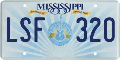 MS license plate LSF320