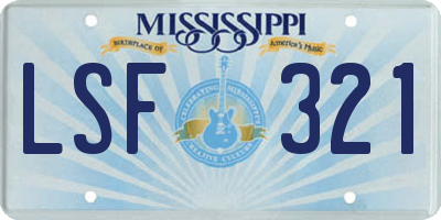 MS license plate LSF321