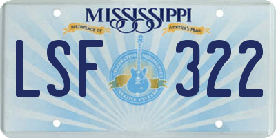MS license plate LSF322