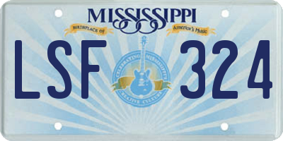 MS license plate LSF324