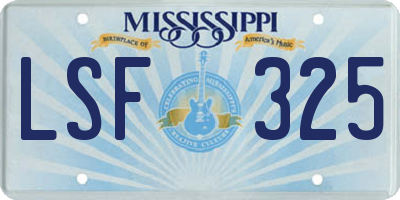 MS license plate LSF325