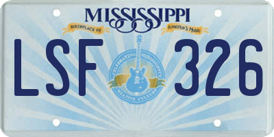 MS license plate LSF326