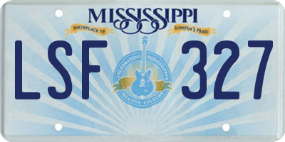 MS license plate LSF327
