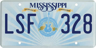 MS license plate LSF328