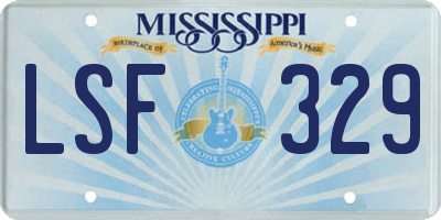 MS license plate LSF329