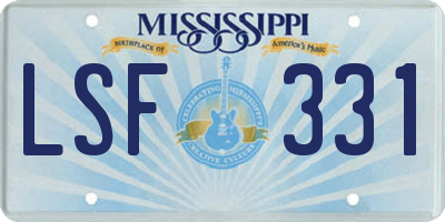 MS license plate LSF331