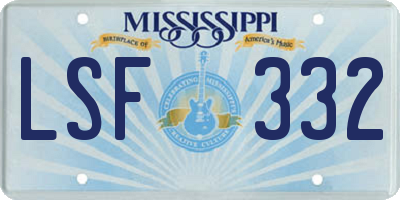MS license plate LSF332