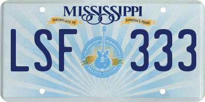 MS license plate LSF333