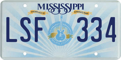 MS license plate LSF334