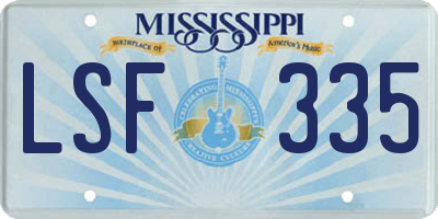 MS license plate LSF335