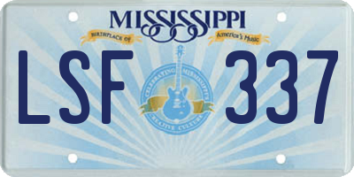 MS license plate LSF337