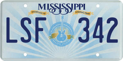 MS license plate LSF342