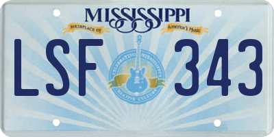 MS license plate LSF343