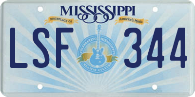 MS license plate LSF344