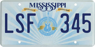 MS license plate LSF345