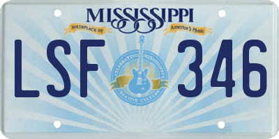 MS license plate LSF346