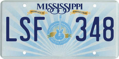MS license plate LSF348
