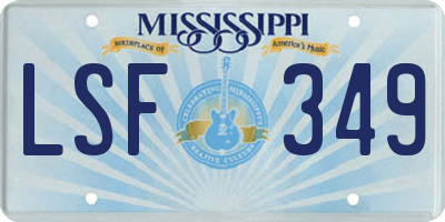 MS license plate LSF349